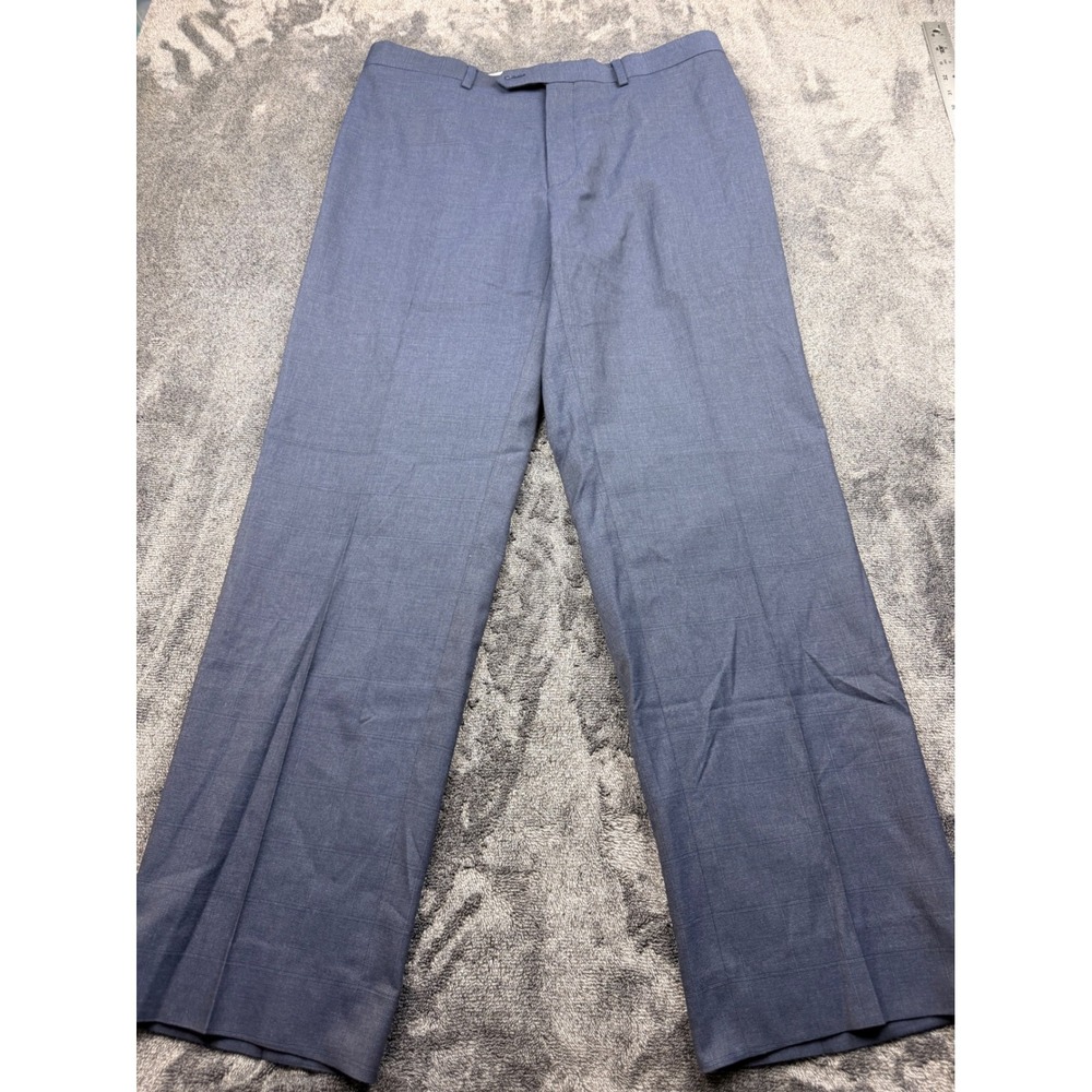 Ralph Lauren Slim Fit Dress Pants Mens 34‎ Blue Glen Plaid Stretch Trousers